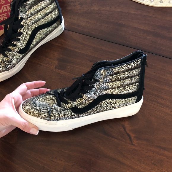 LIKE NEW Vans Gold/Black Hightops - Picture 3 of 4